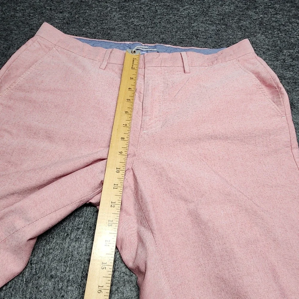 J Crew Mens Bowery Urban Slim Flat Front Chino Pants Heathered Red Pink 34x33